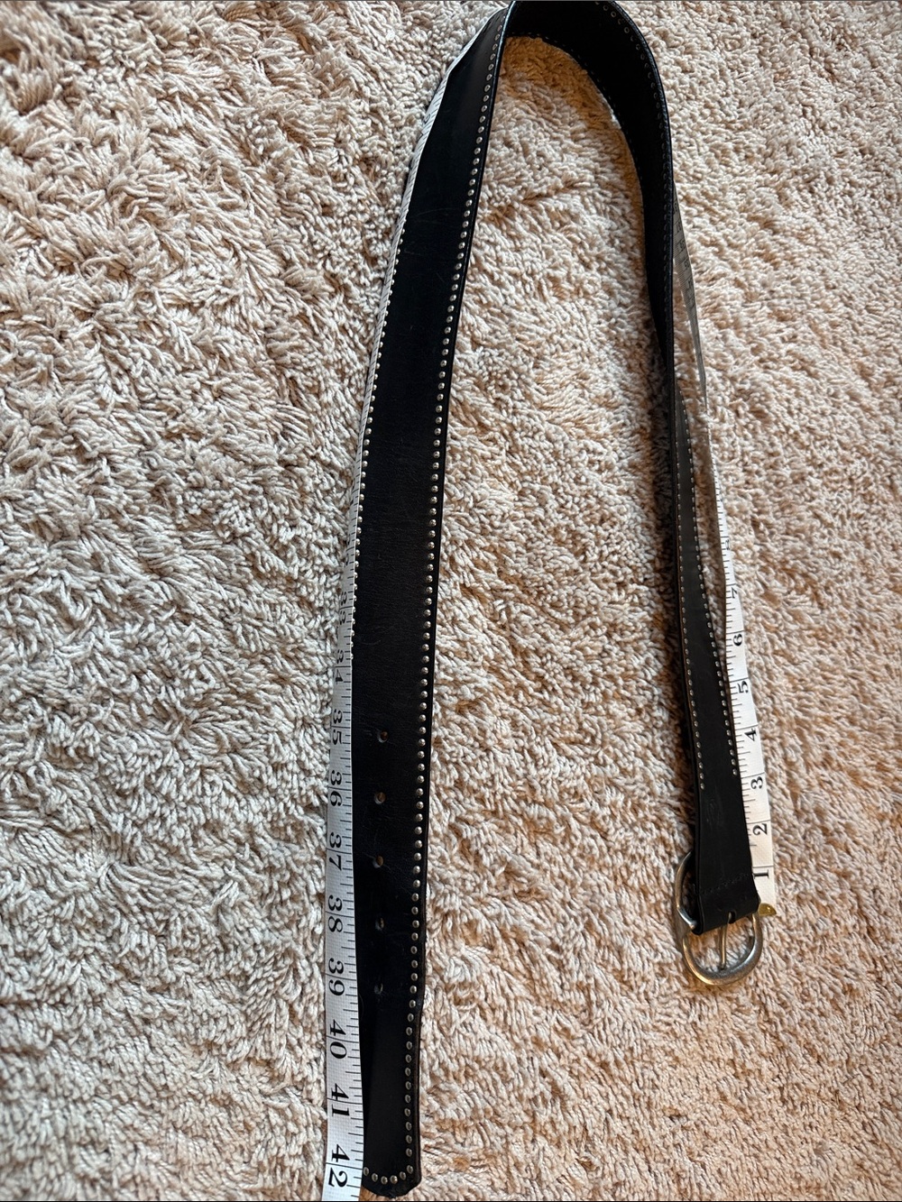 Calvin Klein Black Leather Belt with Silver Stud Trim - Picture 4 of 5